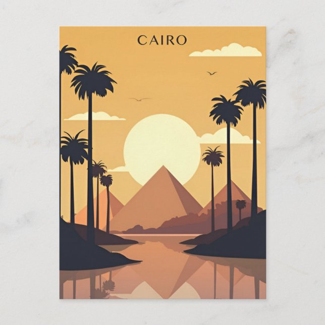 vintage travel Cairo Egypt Pyramids & Sphinx Giza Postcard (Front)