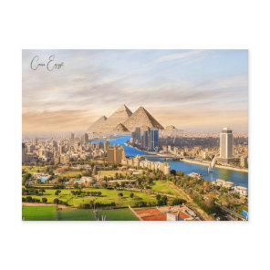 vintage travel Cairo Egypt Pyramids & Sphinx Giza Postcard