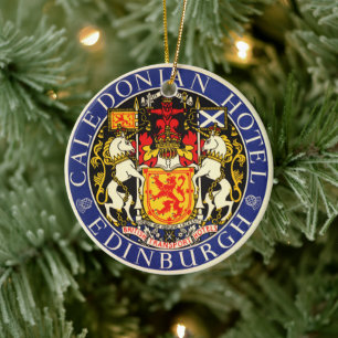 Vintage Travel Caledonian Hotel Edinburgh Scotland Ceramic Ornament