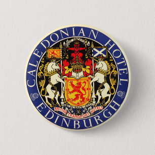 Vintage Travel Caledonian Hotel Edinburgh Scotland Pinback Button