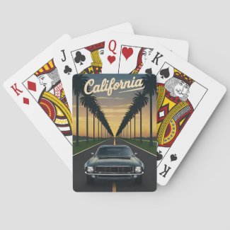 Vintage Travel California Sunset Muscle Car
