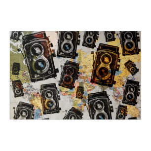 Vintage Travel Camera Pattern Acrylic Print