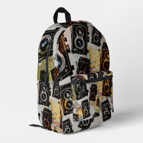 Vintage Travel Camera Pattern  Printed Backpack