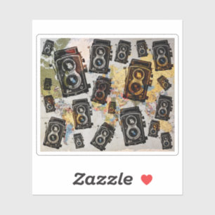 Vintage Travel Camera Pattern Sticker