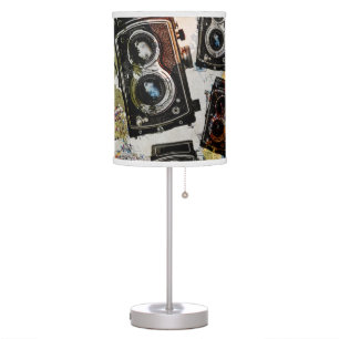 Vintage Travel Camera Pattern Table Lamp
