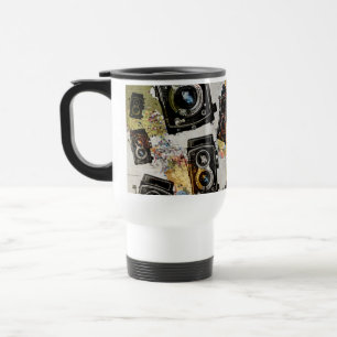 Vintage Travel Camera Pattern Travel Mug