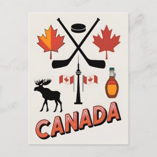 Vintage Travel Canada National Icons Vector Style 