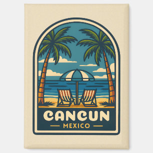 Vintage Travel Cancun Mexico Beach Seaside Retro Magnet