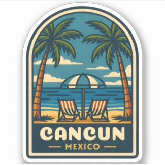 Vintage Travel Cancun Mexico Beach Seaside Retro