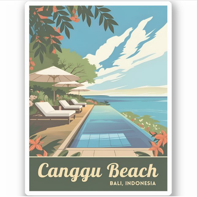 Vintage Travel Canggu Bali Indonesia Retro Scenic Sticker (Front)