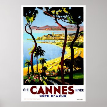 Vintage Travel Cannes Poster by ContinentalToursist at Zazzle