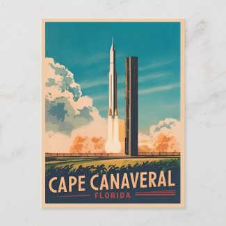 Vintage Travel Cape Canaveral Florida Retro Scenic