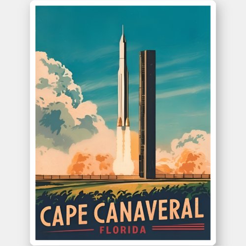 Vintage Travel Cape Canaveral Florida Retro Scenic Sticker
