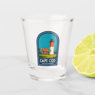Vintage Travel Cape Cod Nauset Lighthouse Retro Shot Glass