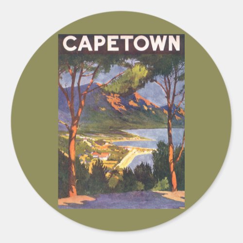 Vintage Travel Cape Town a City in South Africa Classic Round Sticker