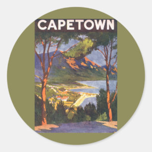 Vintage Travel, Cape Town, a City in South Africa Classic Round Sticker