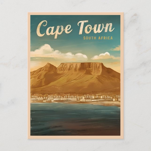 Vintage Travel Cape Town South Africa Retro Scenic Postcard (Front)