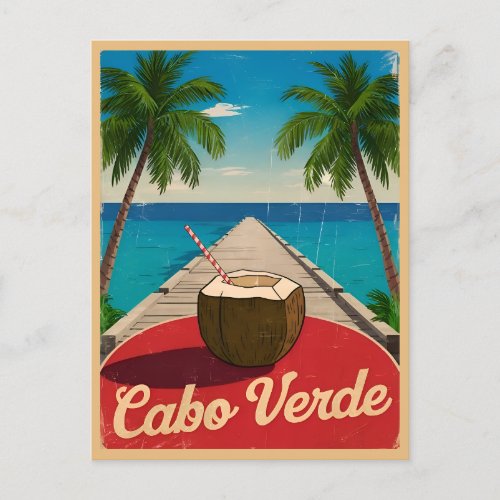 Vintage Travel Cape Verde Retro Graphic Postcard