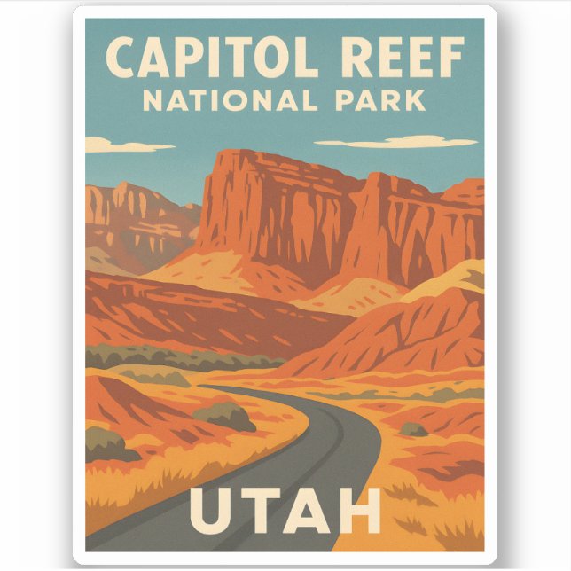 Vintage Travel Capitol Reef National Park Utah Sticker (Front)