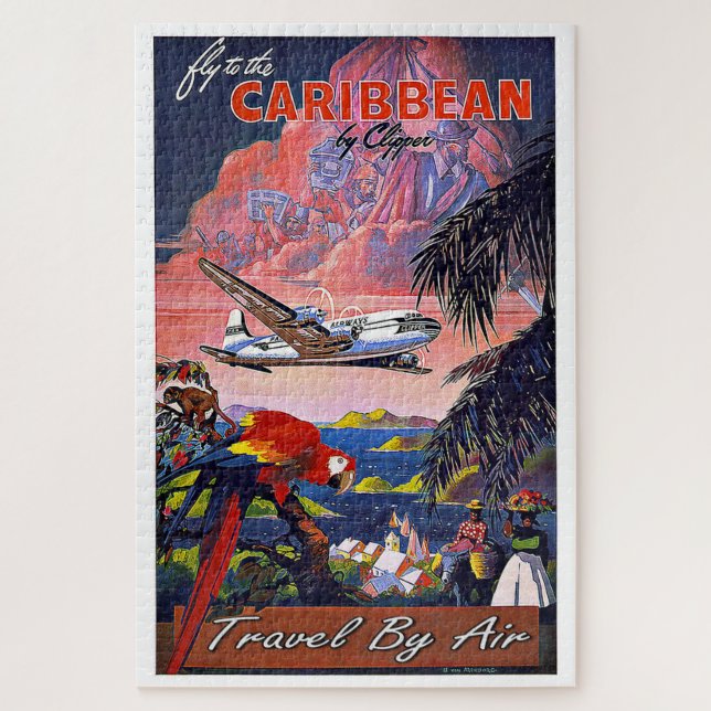 Vintage Travel Caribbean Jigsaw Puzzle (Vertical)