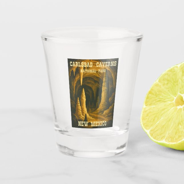 Vintage Travel Carlsbad Caverns National Park Shot Glass (Front)