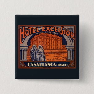 Vintage Travel, Casablanca in Morocco, Africa Button