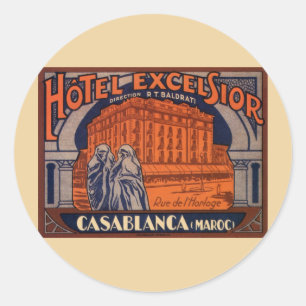 Vintage Travel, Casablanca in Morocco, Africa Classic Round Sticker