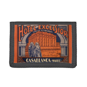 Vintage Travel, Casablanca in Morocco, Africa Trifold Wallet