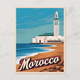 Vintage Travel Casablanca Morocco Retro Scenic