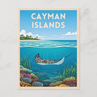 Vintage Travel Cayman Islands Underwater Nature