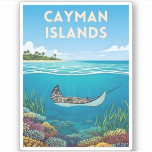 Vintage Travel Cayman Islands Underwater Nature Sticker