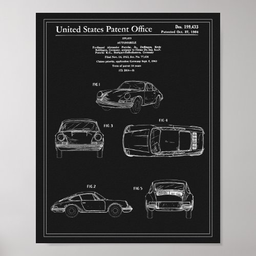 Vintage Travel Chalk Art Sports Car Patent Poster