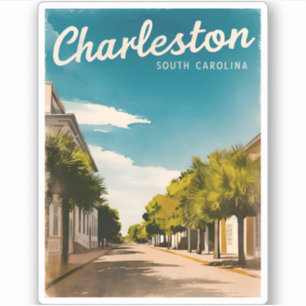 Vintage Travel Charleston South Carolina Retro Sticker