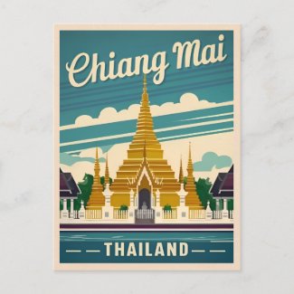 Vintage Travel Chiang Mai Thailand Retro Graphic