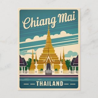 Vintage Travel Chiang Mai Thailand Retro Graphic