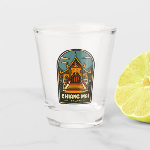 Vintage Travel Chiang Mai Thailand Retro Shot Glass