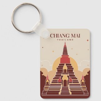 Vintage Travel Chiang Mai Thailand Vector Graphic