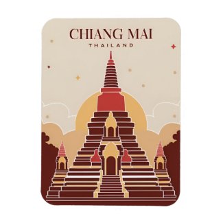 Vintage Travel Chiang Mai Thailand Vector Graphic