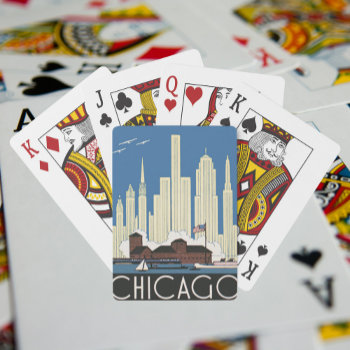 Vintage Travel Chicago Has Everything City Skyline Playing Cards by YesterdayCafe at Zazzle