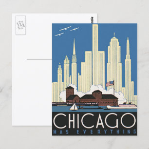 Vintage Travel Chicago Has Everything City Skyline Postcard