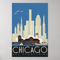 Vintage Travel Chicago Has Everything City Skyline