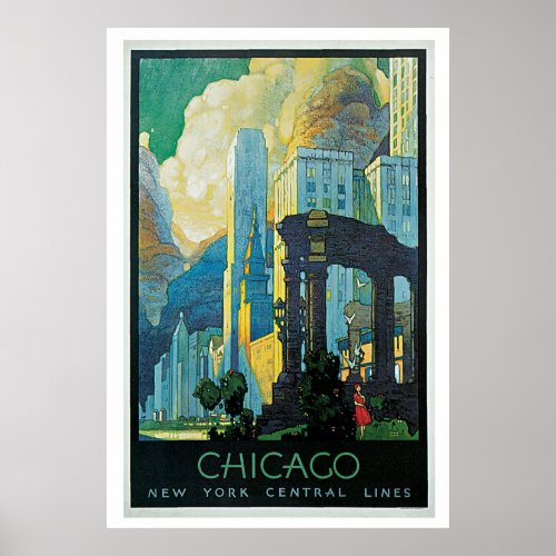 Vintage Travel Chicago Illinois America Poster