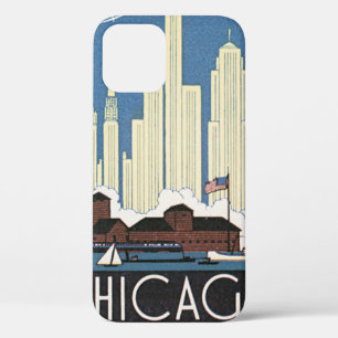 Vintage Travel Chicago Illinois Skyscraper Skyline iPhone 12 Case