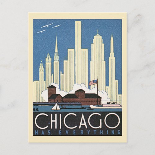Vintage Travel Chicago Illinois Skyscraper Skyline Postcard