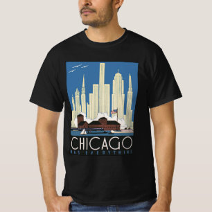 Vintage Travel Chicago Illinois Skyscraper Skyline T-Shirt