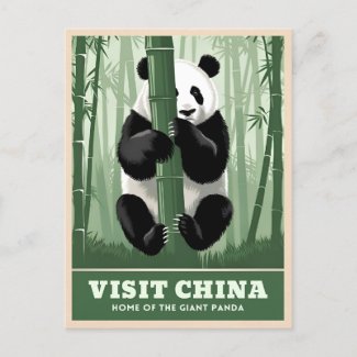 Vintage Travel China Panda Wildlife Nature Retro 