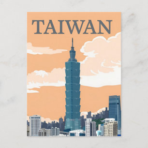 Vintage travel city New Taipei City Taiwan retro Postcard