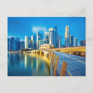 Vintage travel city Singapore skyline retro Postcard