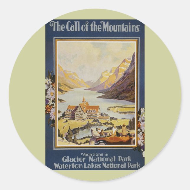 Vintage Travel Classic Round Sticker (Front)