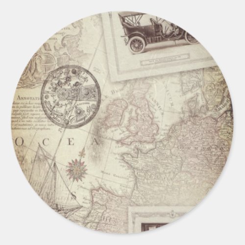 Vintage travel  classic round sticker